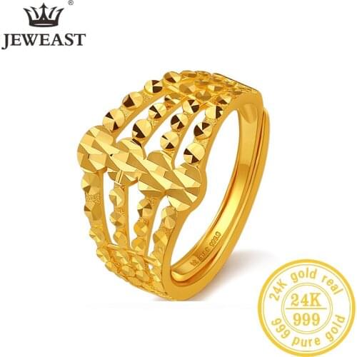 JLZB 24K Pure Gold Ring Real AU 999 Solid Gold Rings Elegant Shiny Beautiful Upscale Trendy Classic Jewelry Hot Sell New 2020