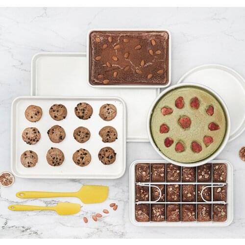 Brownie White Square Round Baking Pan Cake Mold Cookies Rolls Non-Sticky Chassis Kitchen Multifunctional Baking Cooking Tools