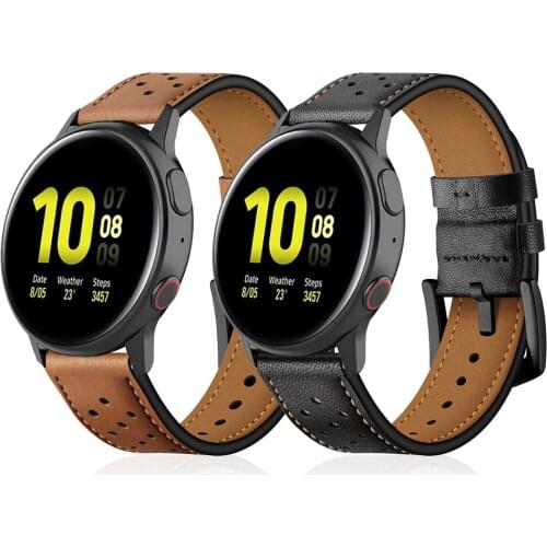 Leather Watchband for Samsung Active 2 Strap Band for Galaxy Watch 46mm 42mm / Gear Sport / S3 Replaceable Accessories Correa