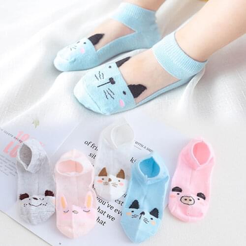 Ankle Socks Cathy Print Summer Mesh 5-pair Pack Kids Girl Baby Children No-show Cartoon Spring Autumn Unisex child sock