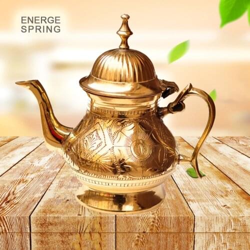 Pakistani Pure Brass Teapot 500ML Exquisitely Carved Copper Pot Western Region Ethnic Style Tea Set Home Decorations Handicraft