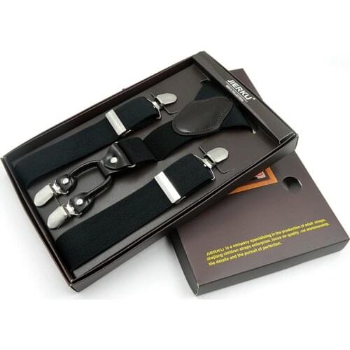 New Mens Suspenders Real Leather 6 Button Brace Strap Fashion suspensorio Adjustable Ligas Tirantes 3.5*120cm Men Suspensorio