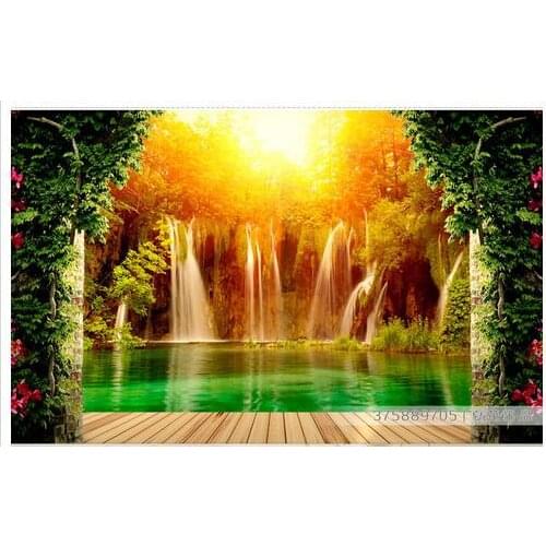 Custom photo wallpaper 3d murals wallpapers Pastoral scenery 3 d waterfall living room background wall papers