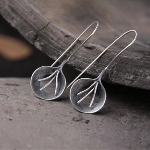 Brand Fashion National Bohemian Earring Jewelry Leaf Handmade Big Dangle Earrings S925 Pure Silver Earring 15mm *20mm TYC202