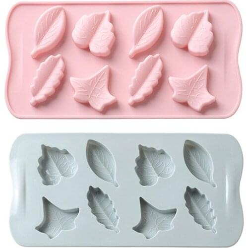 6 Cells Kinds Leaves Style Silicone Chocolate Mould Ice Tray Candy Biscuit Cake Baking Molds Kitchen Tools