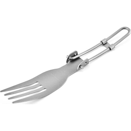 Wholesale 50PCS/lot Pure Titanium Folding Toothed Spoon Outdoor Carrying Convenient Light Camping Picnic Tableware For Outdoor