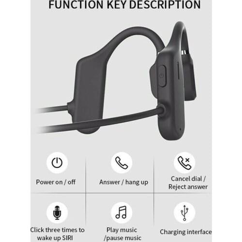 Sport Earphone Wireless Open Ear Bone Conduction Headset Stereo Headphone Black Waterproof Wireless Headset With Microphone