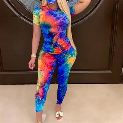 Tie-Dye Two Piece Set Women Summer Clothes Casual Sportswear 2 Piece Outfit for Women Sweat Suit Short Sleeve Top and Shorts Set