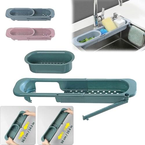 Telescopic Sink Rack Soap Sponge Holder Kitchen Sinks Organizer Adjustable Sinks Drainer Rack Storage Basket Kitchen Accessories