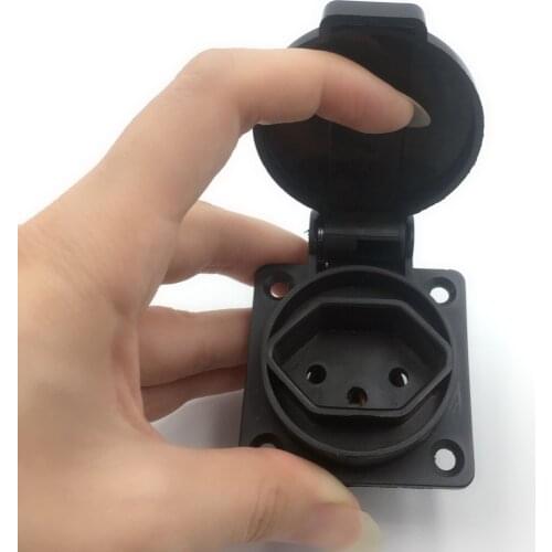 10PCS Black blue Swiss 3 holes universal socket IP54 10A 250V Switzerland AC Power Socket Dustproof Waterproof Industrial outlet