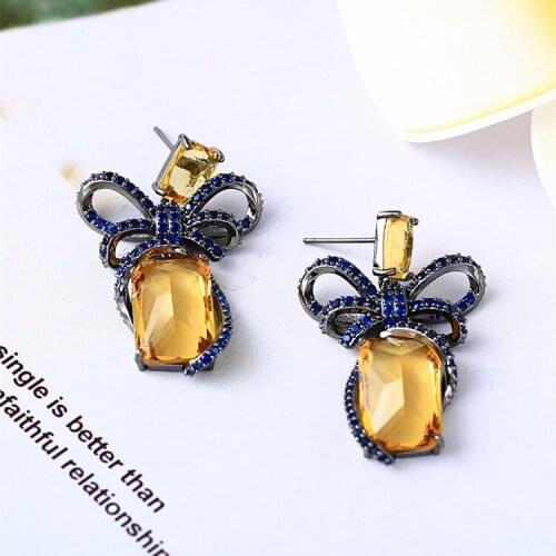 European and American fashion bow micro-inlaid zircon earrings