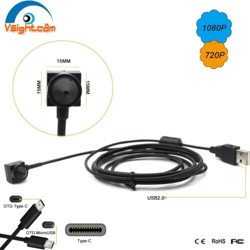 YUY2 30fps Mini USB Camera 3.7mm Pin hole Lens HD Webcam UVC Driverless 2.0MP 1080P Camera for PC Laptop Tab Conference Webcast