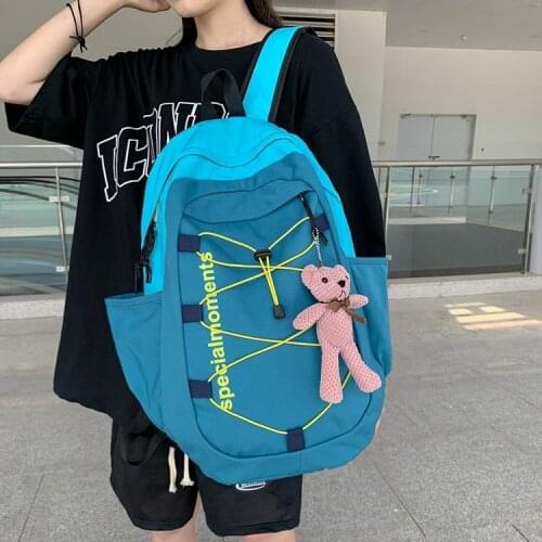 Large Capacity Oxford Cloth Travel Backpack for Teenagers Girls Harajuku Bear Ornament Womens Backpack Mochilas Rucksack 2021