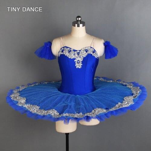 TINY DANCE Royal Blue Ballet Dance Pancake Tutu Stretch Spandex Bodice with Layers of Pleated Tulle Tutu Skirt 11 Sizes BLL125