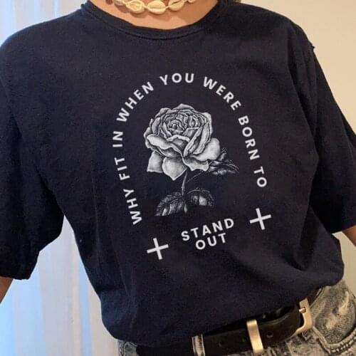 Rose flower Letter print Gothic Vintage letter Summer ins funny women punk short sleeve casual tops Chic Mujer Harajuku T-shirt