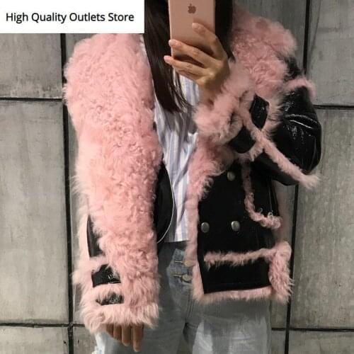 Ladies suede jacket lambskin jacket women shearling jacket