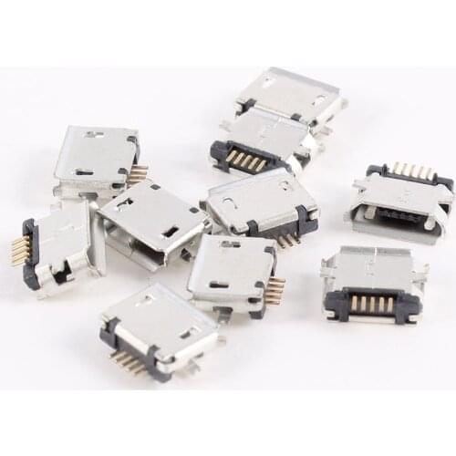 10 pieces Micro USB type B female 180 Grade 5 pin surface mount SMD welding Jack