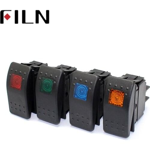 12V 20A Car Marine Boat Off Road LED Light on off Button Toggle Rocker Switch Dash 4pin Waterproof 12V LED Blue Red Yellow Green