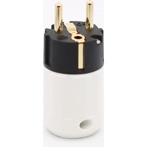 2Pieces 24K Gold Plated Schuko Male Plug HIFI EU Power Plug HIFI
