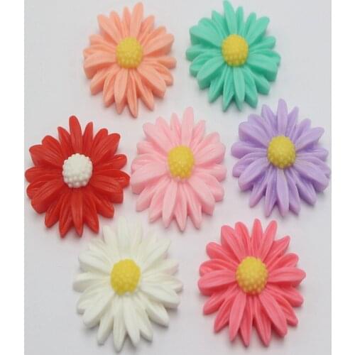 20 Mixed Color Large Flatback Resin Daisy Flower Sunflower Cabochons 26mm(1")