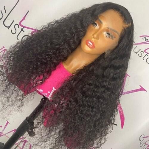 26 Inch Long Kinky Curly 180%Density Synthetic Lace Front Wig for Black Woman Babyhair Preplucked Glueless Heat Resistant Daily