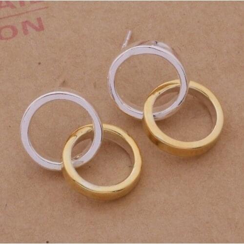 AE216 Trendy wholesale earrings , fashion jewelry , Two color ring /bizakaga bjmakata