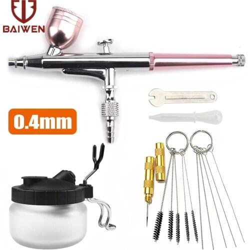 0.4mm Dual-Action Airbrush Spray Gun Gravity Feed Air Brush Pistol Pneumatic Kit for Cake Model Painting Makeup Tattoo Tools