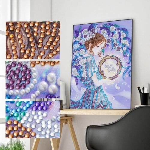 5D DIY Diamond Painting Beautiful Fairy Special Shaped Diamond Embroidery Painting Flower Cross Stitch Kit Home Decoration