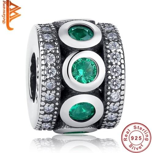 Authentic 925 Sterling Silver Green Crystal Charm Beads fit Original BW Bracelet & Necklace DIY Jewelry