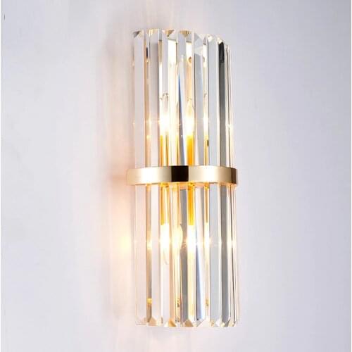 Home large vertical led Crystal Wall Lamp sconce for Villa hotel Foyer long Crystal Bar wall lights E14 mirror Led wall Arandela