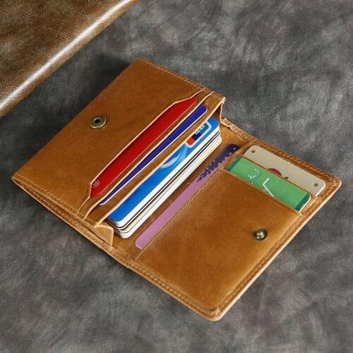 European and American short leather card holder rfid multi-card Crazy Horse pickup bag male and female business card holder