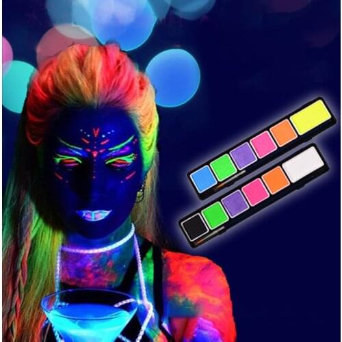 6 Colors Fluorescent Face Body Art Paint UV Glow Painting Halloween Party Fancy Dress Beauty Makeup Tool