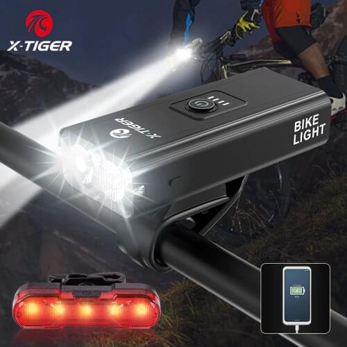 X-TIGER Bike Light Waterproof USB Chargeable LED MTB Front Lamp Headlight Aluminum Ultralight Cycling Flashlight Bicycle Light