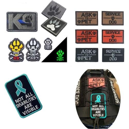 K9 PET SERVICE DOG Patches Tactical Army Badge Vest Harnesses Patch For Clothes Embroidery/PVC Military Patch