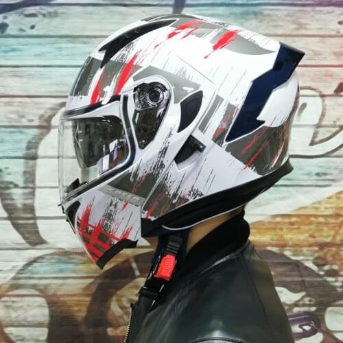 New Motorcycle Mens and Womens Visor Double-lens Rear Wing Semi-full Cover Personality Four-season Bluetooth Slot