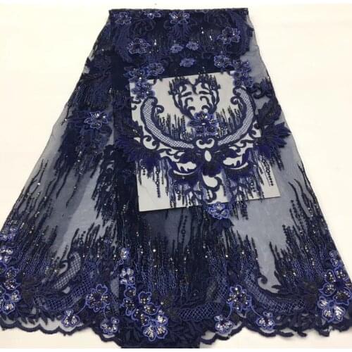Sequined Lace Fabric French African Mesh Lace Fabric Nigerian Wedding Lace Fabric for 2021 Wedding Party ZX37951