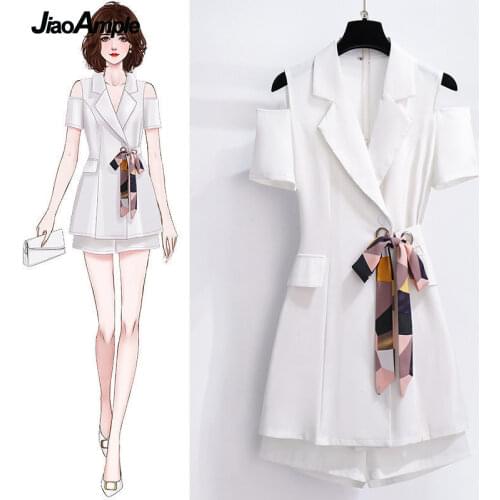 Summer Skirt Suit 2021 New Plus Size Fashion Slim Short Pants White Dress Two-Piece Korean Womens Trendy Dresses Clothing Set
