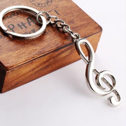 Hot Sale New Key Chain Key Ring Silver Plated Musical Note Keychain For Car Metal Music Symbol Key Chains