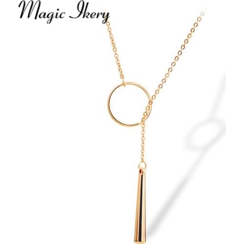 Magic Ikery Fashion 2017 Special Long Necklace Gold Color Necklaces Pendant Necklace for Women MKY4215
