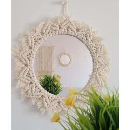 Macrame Mirror Hanging Wall Decoration Home Decor Tapestry Macrame Handmade Cotton Rope Weaving Decorations