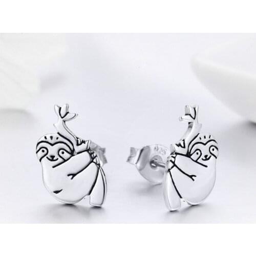 Fashion silver cute koala sloth animal earrings ladies jewelry female earrings