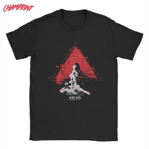 Men Ghost In The Shell T Shirt Anime Manga 100% Cotton Clothes Vintage Short Sleeve Round Collar Tees 4XL 5XL T-Shirts
