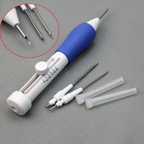 Mylb Diy Punch Needle Set Embroidery 3 Needles 2 Threaders Abs Plastic Craft Tools Diy Embroidery Knitting Poke Needles