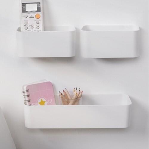 Home Shelves Mounted Wall Box Cosmetic Rack Makeup Bathroom Remote Holder Control Hanger Organizer Storage Decor Adhesive