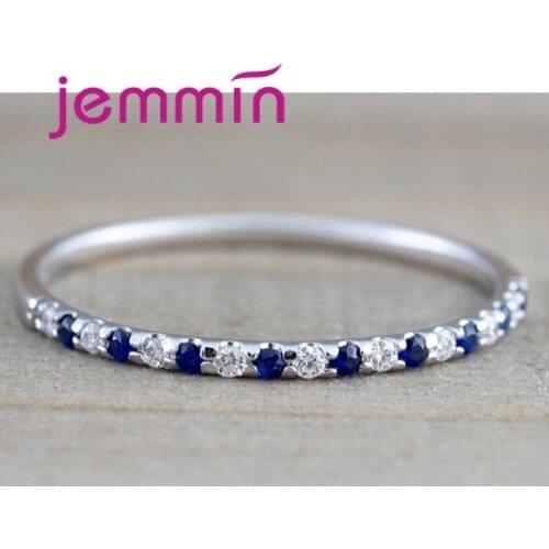 Fashion Dazzling CZ Crystal Ring Real 925 Sterling Silver Exquisite Finger Rings For Women Girls Statement Jewelry Gift