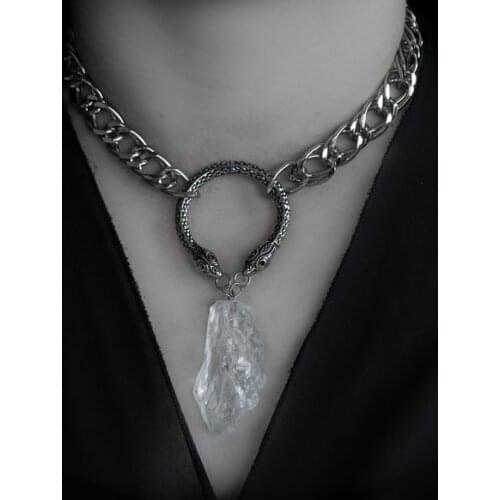 Natural raw quartz Serpentes choker/Snake Necklace Choker/Goddess Hecate jewelry/Witchy Gothic Jewelry