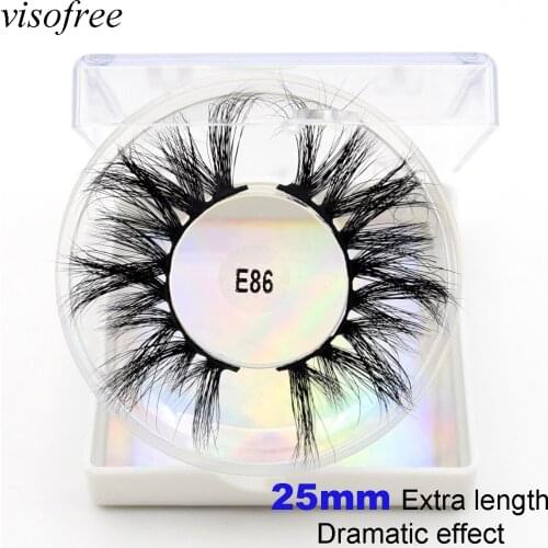 Visofree 100% Mink Eyelashes 25mm Fake Lashes 8D Makeup Big Volume Crisscross Reusable False Eyelash Beauty Fashion E86