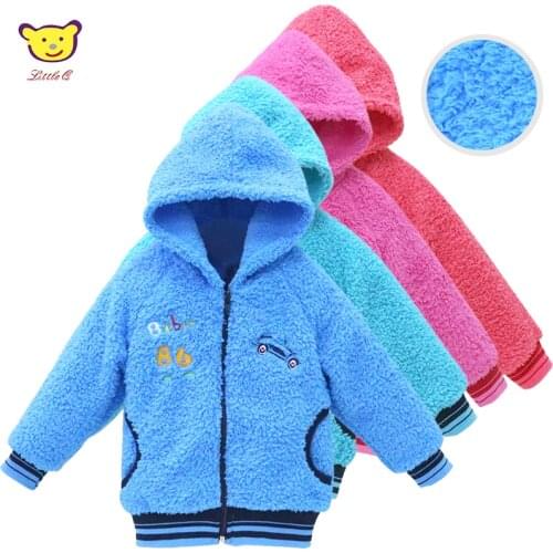 2021 new style winter baby long sleeve coral fleece hoodie jackest girls warm coats boys kids clothes fashion kidswear clothing