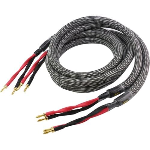 Pair Audiophile M2-4S 11AWG Single Crystal Copper Power Amplifier HiFi Audio Speaker Cable Gold-plated Banana Plug or Spade Plug