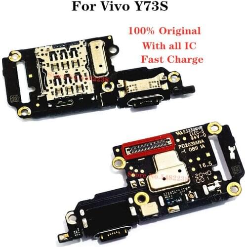 Original USB Charging Port Dock Flex Cable For Vivo Y73S USB Charger Plug Board With Microphone SD/SIM Card Reader Connector